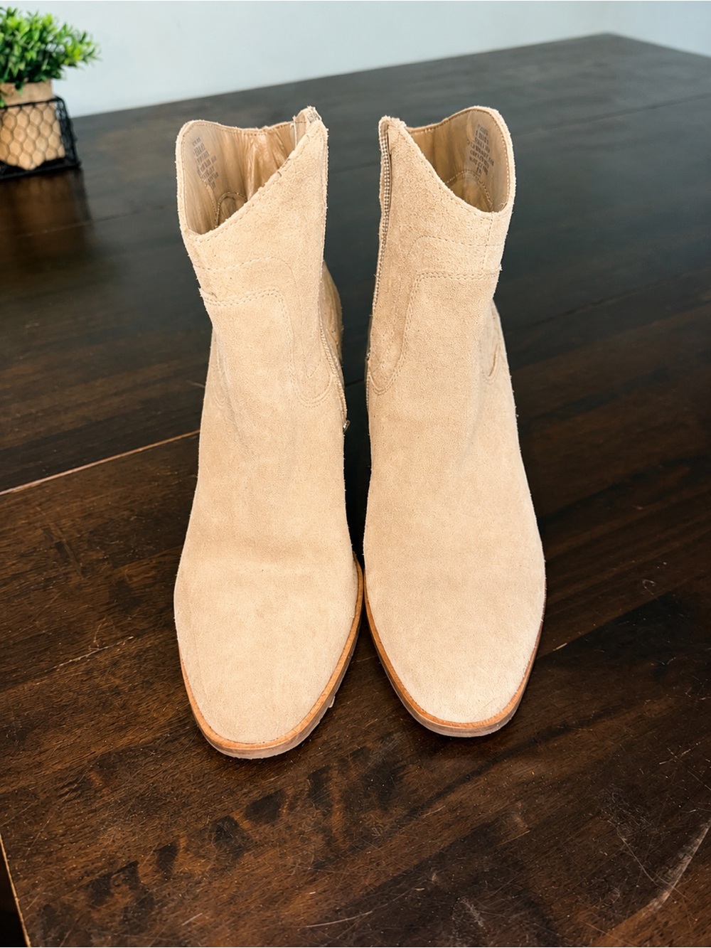 Lucky Brand Light Beige Suede Ankle Booties